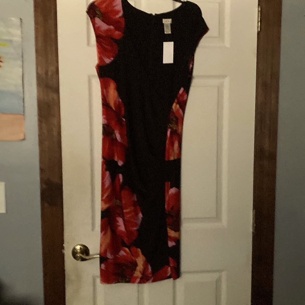 Cache black with floral print dress